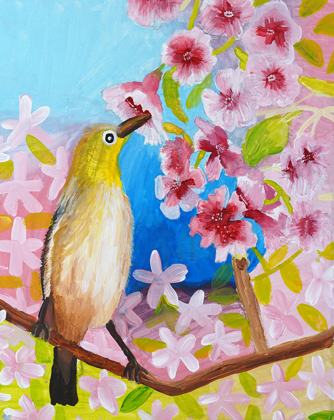 Japanese White Eye Bird on Sakura Tree